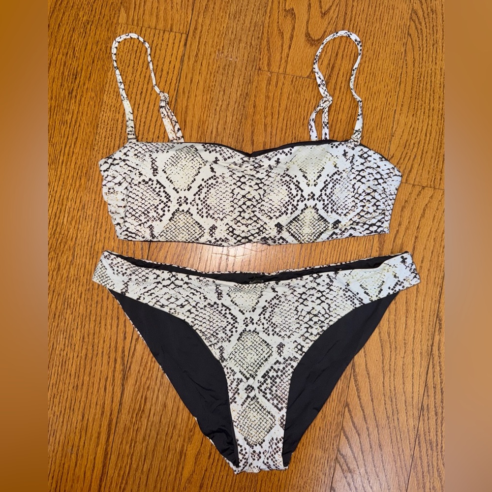 TiniBikini Reversible Snakeskin/Black Bikini Size S